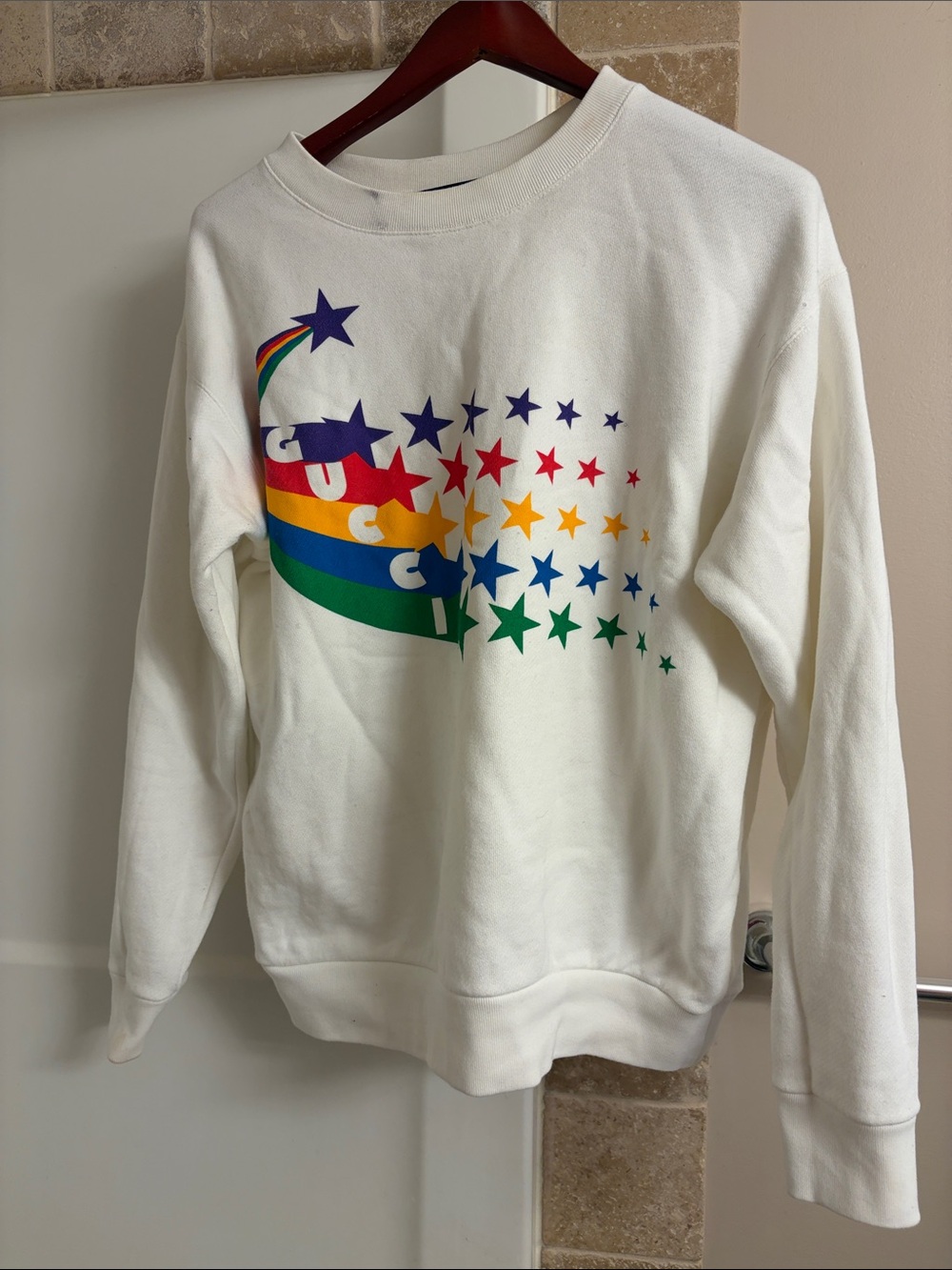 Gucci off white Sweatshirt with Rainbow Star Print